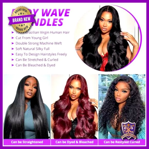 4 Bundle 100% Virgin Brazilian Human Hair Extensions Body Wave 18-24 Inch